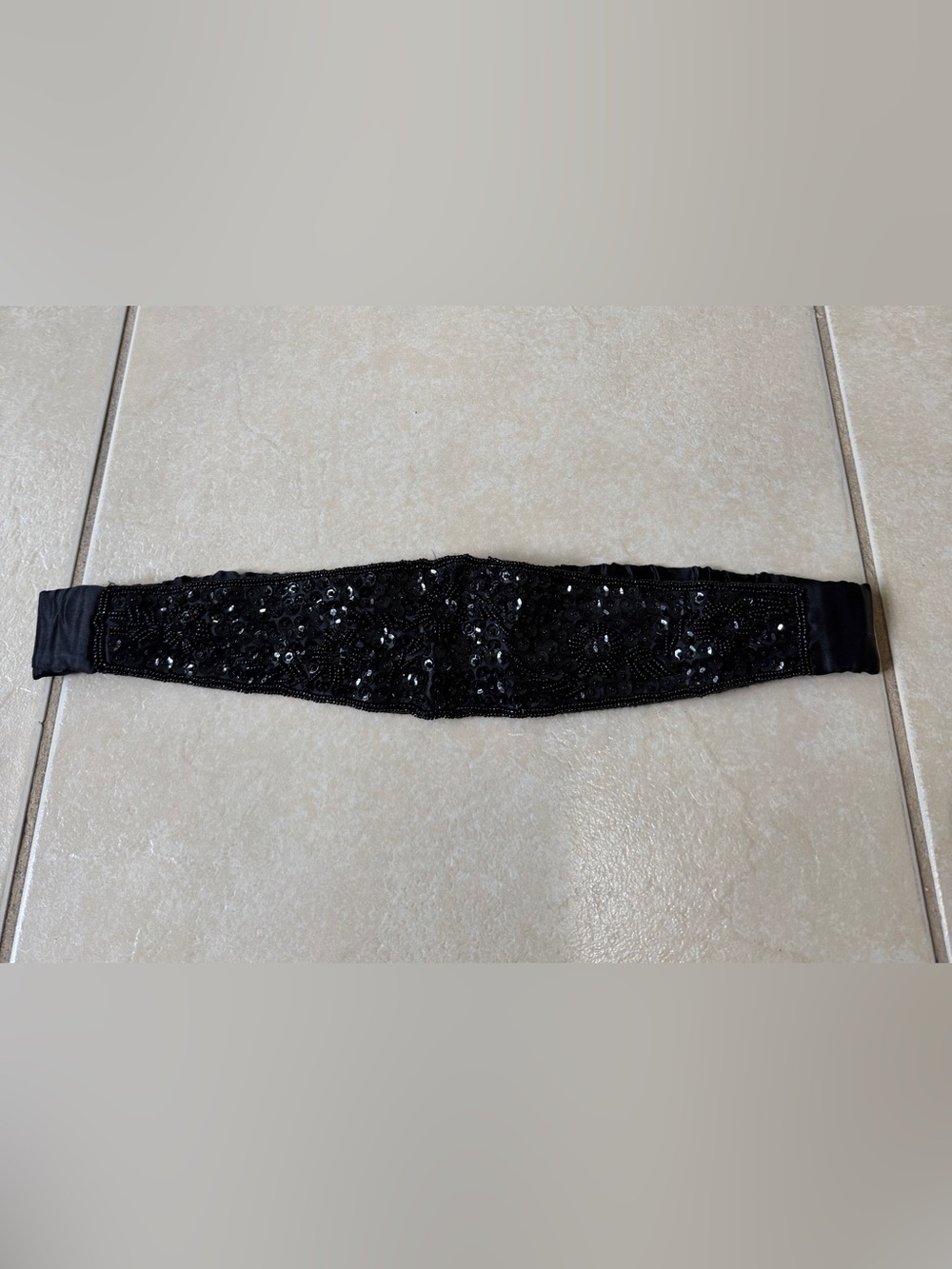 Beaded Sequined Wide Vintage Evening Belt Size ML